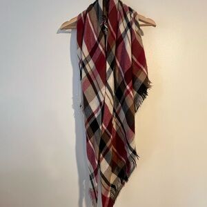 Plaid Patterned Scarf - Red, Black, Brown, White